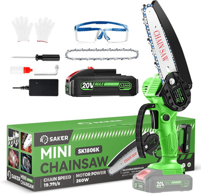 Saker Mini Chainsaw Cordless,6 Inch Chainsaw, Mini Electric Chainsaw Cordless Ba