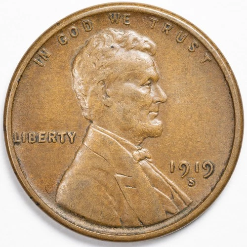 1919-S Lincoln Wheat Penny Cent Extremely Fine (XF) - San Francisco Mint