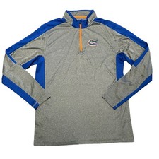 Florida Gators Adult Large Polyester Quarter Zip Pullover Gray and Blue