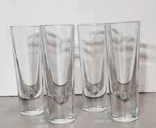 Set of 4 Carlo Moretti Italian Brunch Gump Bullet Glasses Clear Heavy MCM 7 Inch