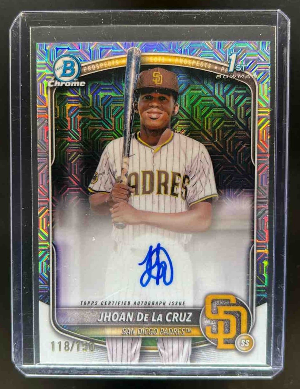 2025 Bowman Chrome Jhoan De La Cruz Auto HTA Choice Refractor 1st #118/150