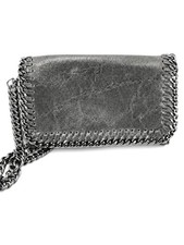 Borsa pochette a tracolla Borse in Pelle convertibile in pelle canna di fucile metallizzata catena