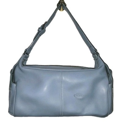 Tods-inspired Light Blue Faux-Leather Shoulder Bag (Pre-owned, Good Condition)