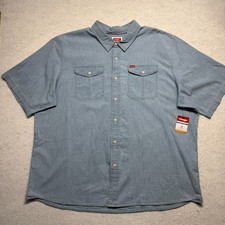Wrangler Five Star Heritage Relaxed Fit Button Up Shirt Blue Men's Size 3XL