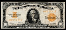 $10 1922 Gold Certificate Fr. 1173 BRIGHT ORANGE BACK + OVERPRINT! Ch VF