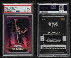 2015-16 Panini Prizm Purple Prizm /99 Tim Duncan #51 PSA 9 MINT HOF