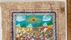 VTG MEXICO FOLK ART HAND PAINT AMATE BARK PAINTING 16" X 23" RELIGIOUS CELEBRATN — photo 2