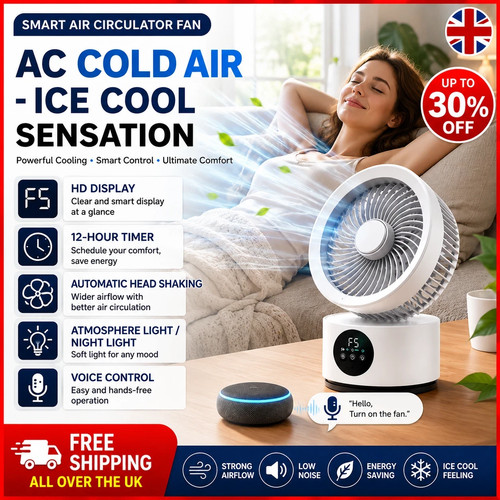 Portable Air Circulator Fan USB Rechargeable Desk Cooling Fan LED Display Quiet