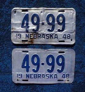 1948 NEBRASKA License Plate Plates PAIR / SET