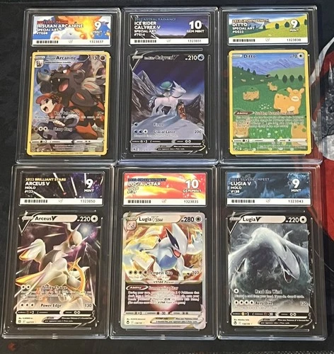 Ace 10, Ace 9 Slabs Pokemon Card Bundle of 6 Slabs