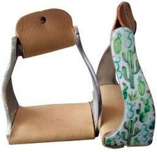 Showman Lightweight Twisted Angled Aluminum Stirrups w/ Cactus Design