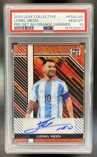 2024 Leaf Collective Lionel Messi Pro Auto Autograph Orange Shimmer #/8 PSA 10