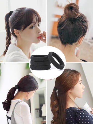 200PCS Black Hair Ties for Women Girls Seamless Thick Hair Band Elastic Hair - Picture 7 of 7