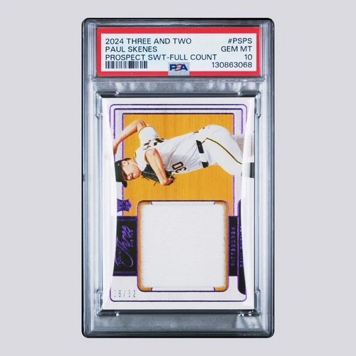 Paul Skenes Rookie Patch 2024 Three and Two Swatch Full Count RC SSP/32 PSA 10!