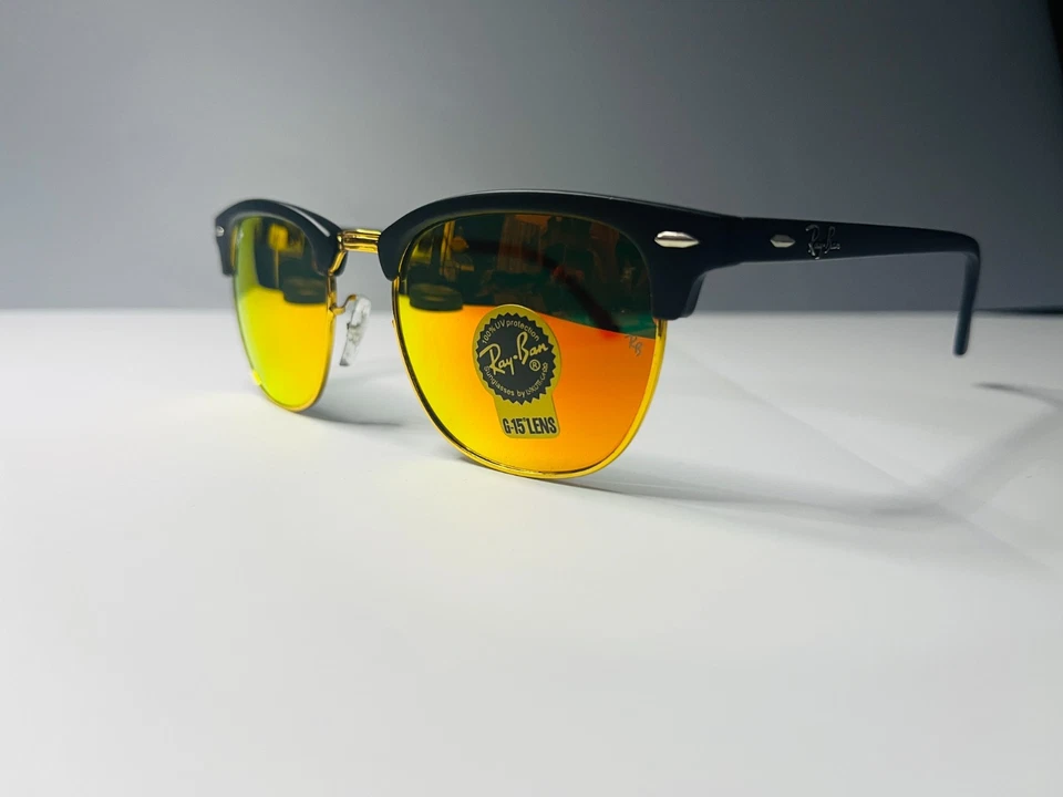 Gafas de sol Ray-Ban RB3016 Clubmaster, marco negro mármol, lentes naranja oscuro, 51 Foto 3 de 4