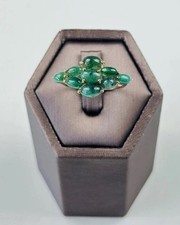 vintage emerald ring 9ct gold , Hallmarked And Size 7 , natural cabochon emerald