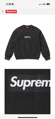 Logo Supreme SS25 boîte noir lavé col rond moyen
