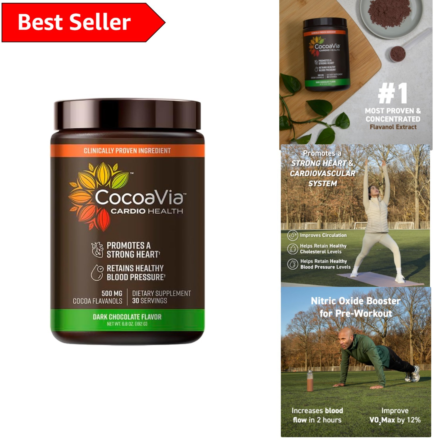 Heart-Healthy Cocoa Powder - 30 Servings of Rich Dark Chocolate