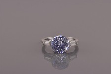 Sterling Silver 10mm Cubic Zirconia Baguette Accented Band Ring 925 Sz: 7