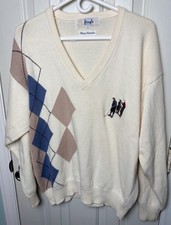 Vintage Pringle of Scotland Golf Scene Embroidery Sweater Men  s Crewneck Medium