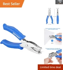 Versatile Single Hole Punch with Quiet Operation, Paper Tray & Soft Grip - Blue