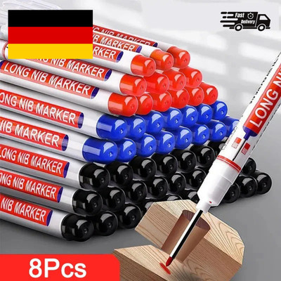 8PCs 20mm Long Nib Nose Reach Head Permanent Ink Marker Pens Fine Tip Deep Hole