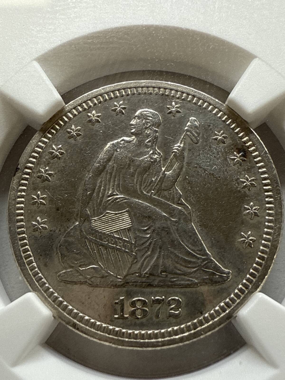1872 Seated Liberty Quarter NGC AU Details CLEANED