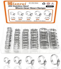 42pc Hose Clamps Assortment Kit 141-18 6-29mm Steel 304 Worm Fuel Line Car