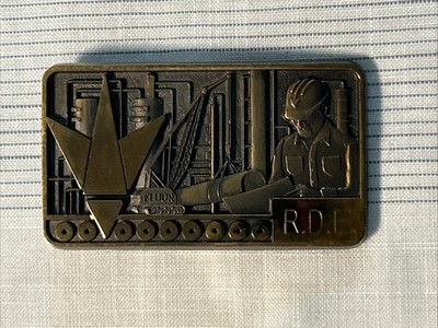 Vintage Jostens Brass FLUOR R.D.E. Belt Buckle