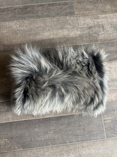 Fur Knit Headband Ear Warmer Gray Silver Plush Winter