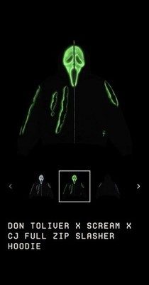 NEW Don Toliver x Cactus Jack Scream Horror Movie Hoodie Glow In The Dark XL NEW