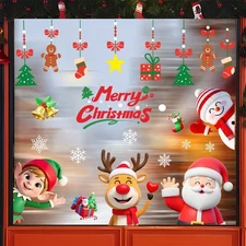 T&W SAME FILM 117 PCS Christmas Window Clings Stickers for Glass, Window, Car De