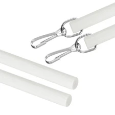 4Pcs 17" Acrylic Drapery Wand Universal Curtain Pull Rod with Snap Hook White