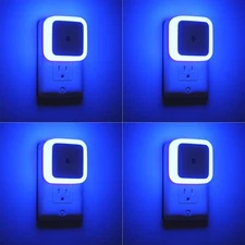 4 Pack Blue Night Lights Plug Into Wall Dusk to Dawn Night Lights for Bedroom