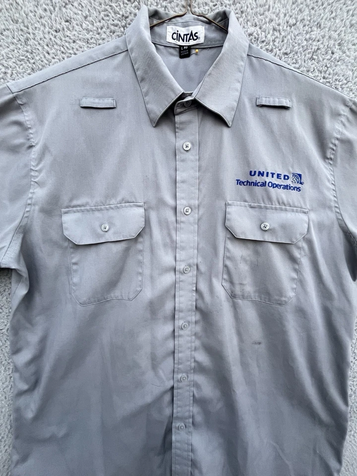 Camisa gris manga corta United Airlines Technical Operations para hombre grande leer Foto 2 de 4