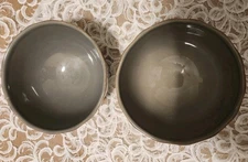 Two Pottery Barn Charlotte Grey Cereal Bowls Excellent Condition Scalloped Rim