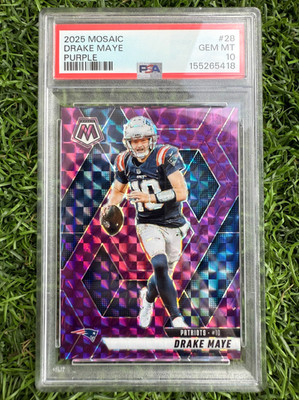 2025 Panini Mosaic - Drake Maye Purple Prizm 49/49 - PSA 10    (BOOKEND) (POP 1)