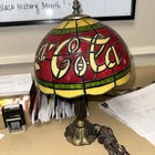 Vintage Coca Cola Tiffany Style Plastic Stained Glass Shade Table Lamp, WORKING