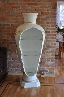 Vitrine Bar Eck Regal Glas Amphore Vase Bodenfase Schrank Vitrinen Schrank Lampe - Bild 1 von 4