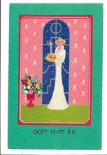 Birger Original Swedish Artist signed Art Deco Postcard no 88 Sweden Lady Dress