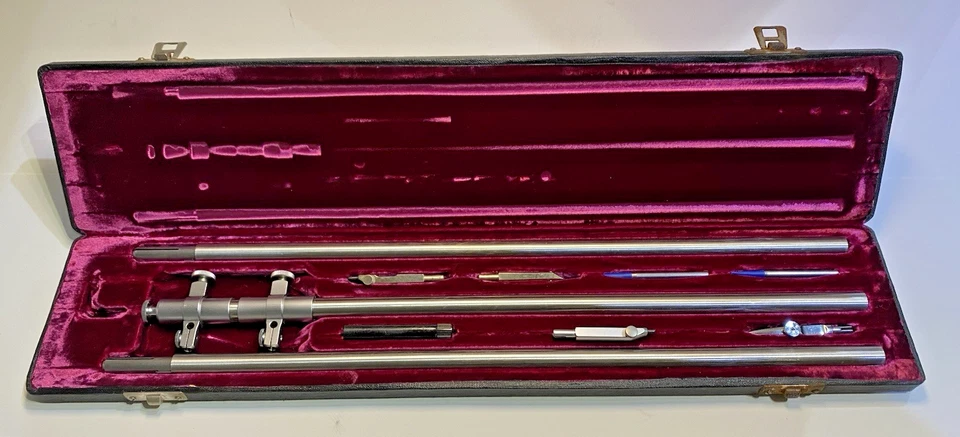 RARE K&E Paragon? Satin Chrome Beam Compass Germany W/Case 41.5" Radius beam - Image 2 of 4