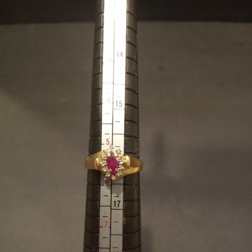 10K Yellow Gold Ruby and Diamond Ring Size 5.5 Circa 1980 - Picture 12 of 13