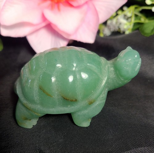 Large 2.8" 110g Lucky Green Aventurine Quartz Turtle Gemstone Crystal Carving - Picture 10 of 13