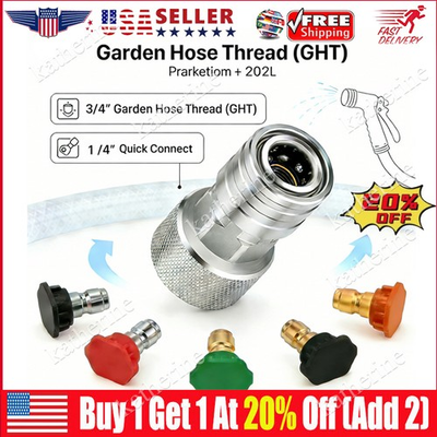 #ad #ad Garden Hose to Pressure Washer Adapter 3 4quot; GHT to 1 4quot; Quick Connect Hot US $13.99