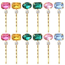 12 Pcs Colorful Decorative Bobby Pins Vintage Rhinestone for Women Girls