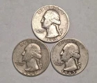 1943-P 1943-D 1943-S Washington Silver Quarter PDS SET
