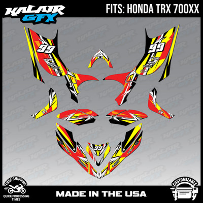 Graphics Kit for Honda ATV TRX 700XX Shred Series - YELLOW