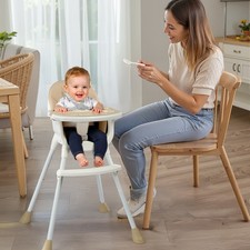 3-in-1 Baby High Chair with Removable Dual-Layer Tray,5-Point Safety Harness