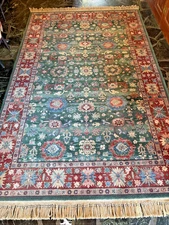 Karastan~5'9" x 9'   "KUBA" #797 RARE VARIEGATED TEAL RUG/CARPET ~Very Fine