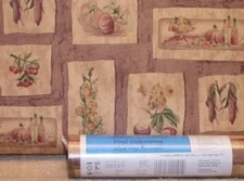 Tuscan Vegetables Berries and Flowers on Brown Wallpaper by Parkview 20191